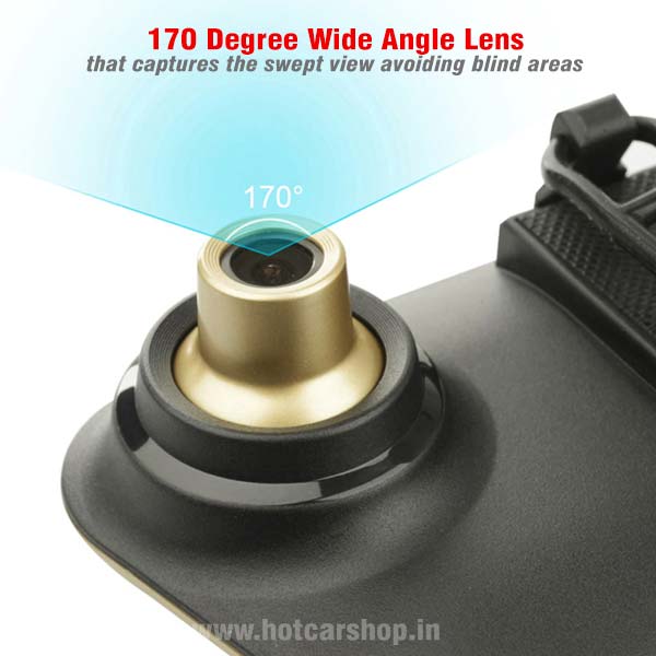 Yobat Mirror Mounted DVR Dash Cam (Dual Front & Rear Recording Function) with One Year Warranty
