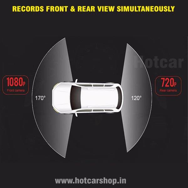 Yobat Mirror Mounted DVR Dash Cam (Dual Front & Rear Recording Function) with One Year Warranty