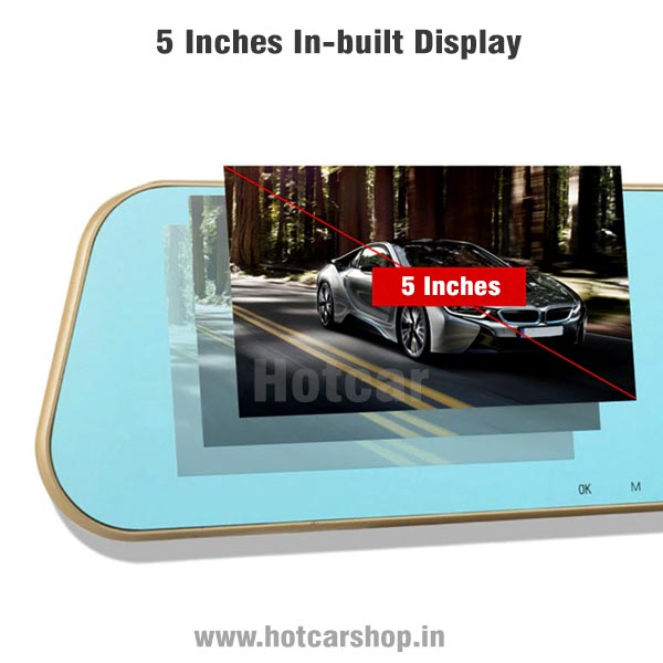 Yobat Mirror Mounted DVR Dash Cam (Dual Front & Rear Recording Function) with One Year Warranty
