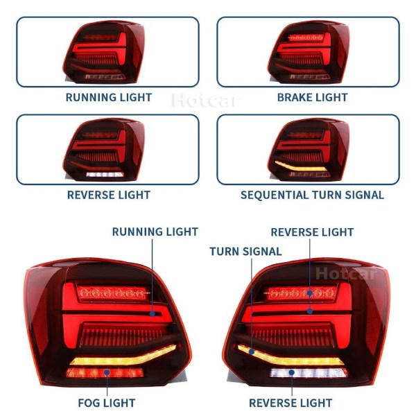 Volkswagen Polo Q2 Style LED Tail Lights