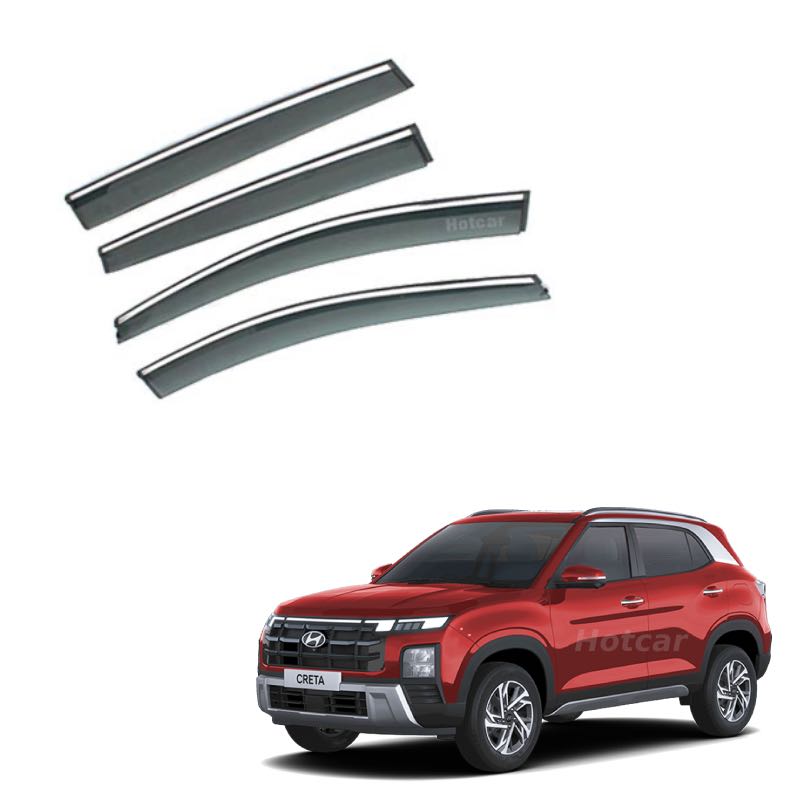 Hyundai Creta (2024) Door Visors (Black with Chrome Line)